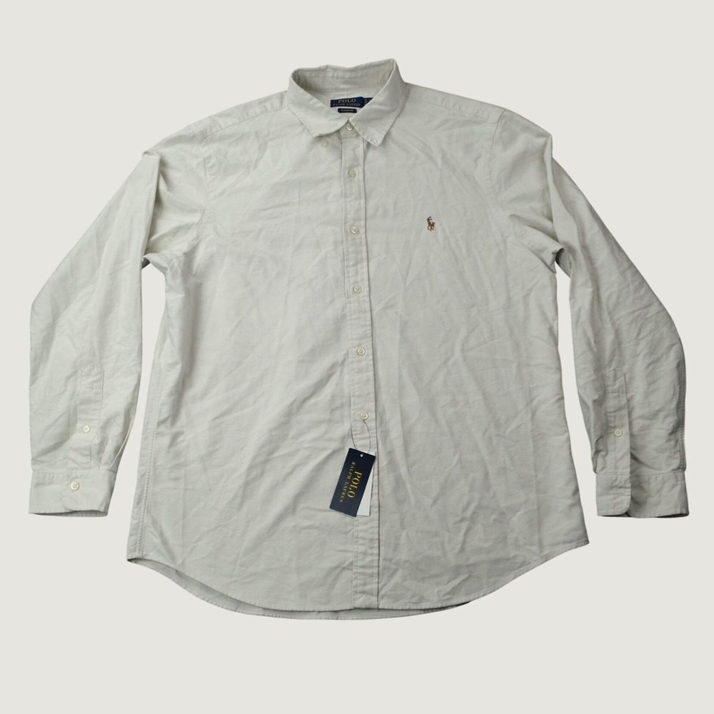 Polo Ralph Lauren The Iconic Oxford Shirt Classic Fit XL Sand Beige Cotton NWT